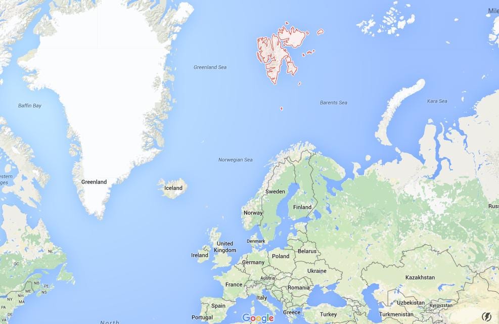 spitsbergen ناروے کا نقشہ