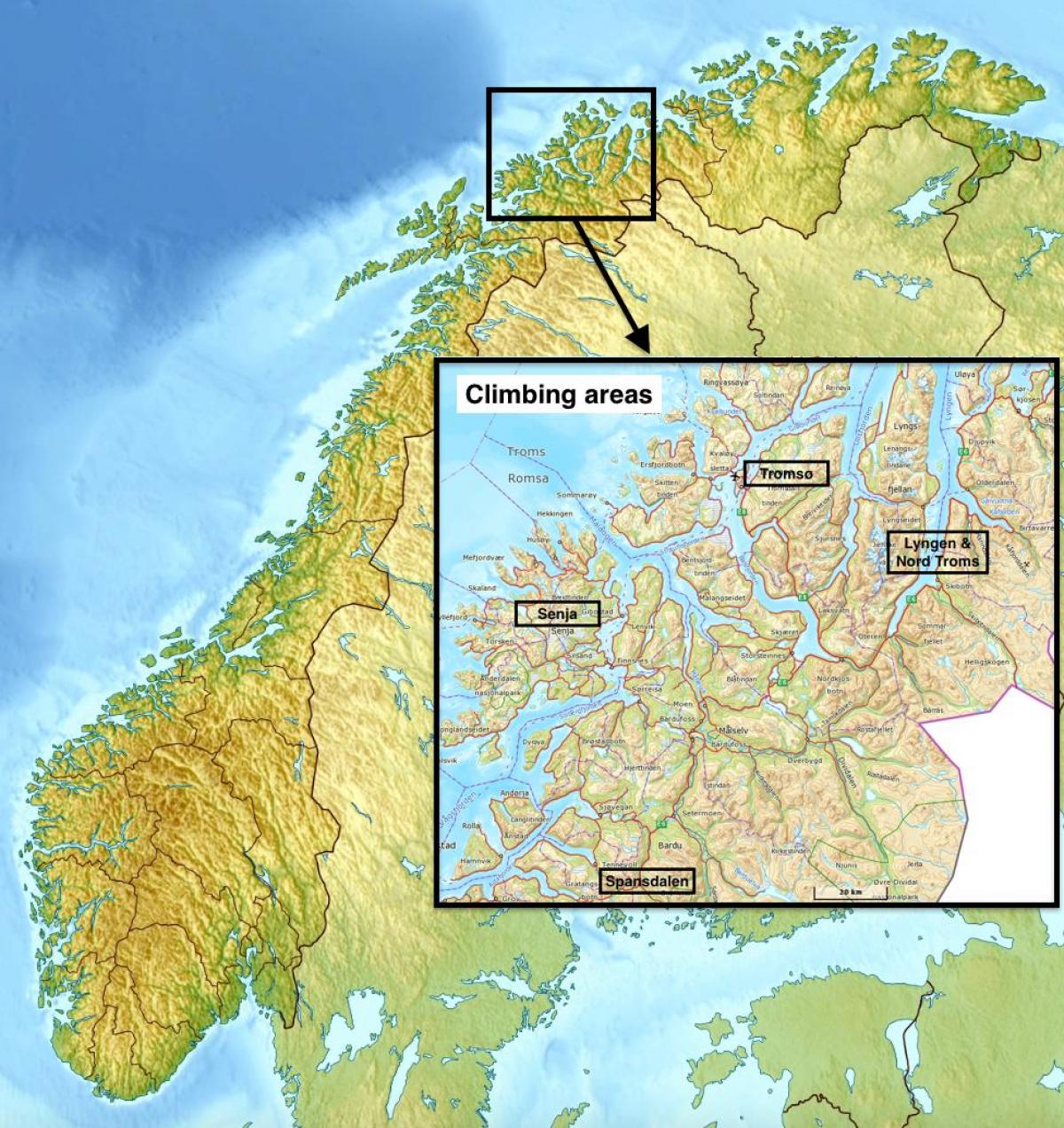tromsø کے ناروے کا نقشہ