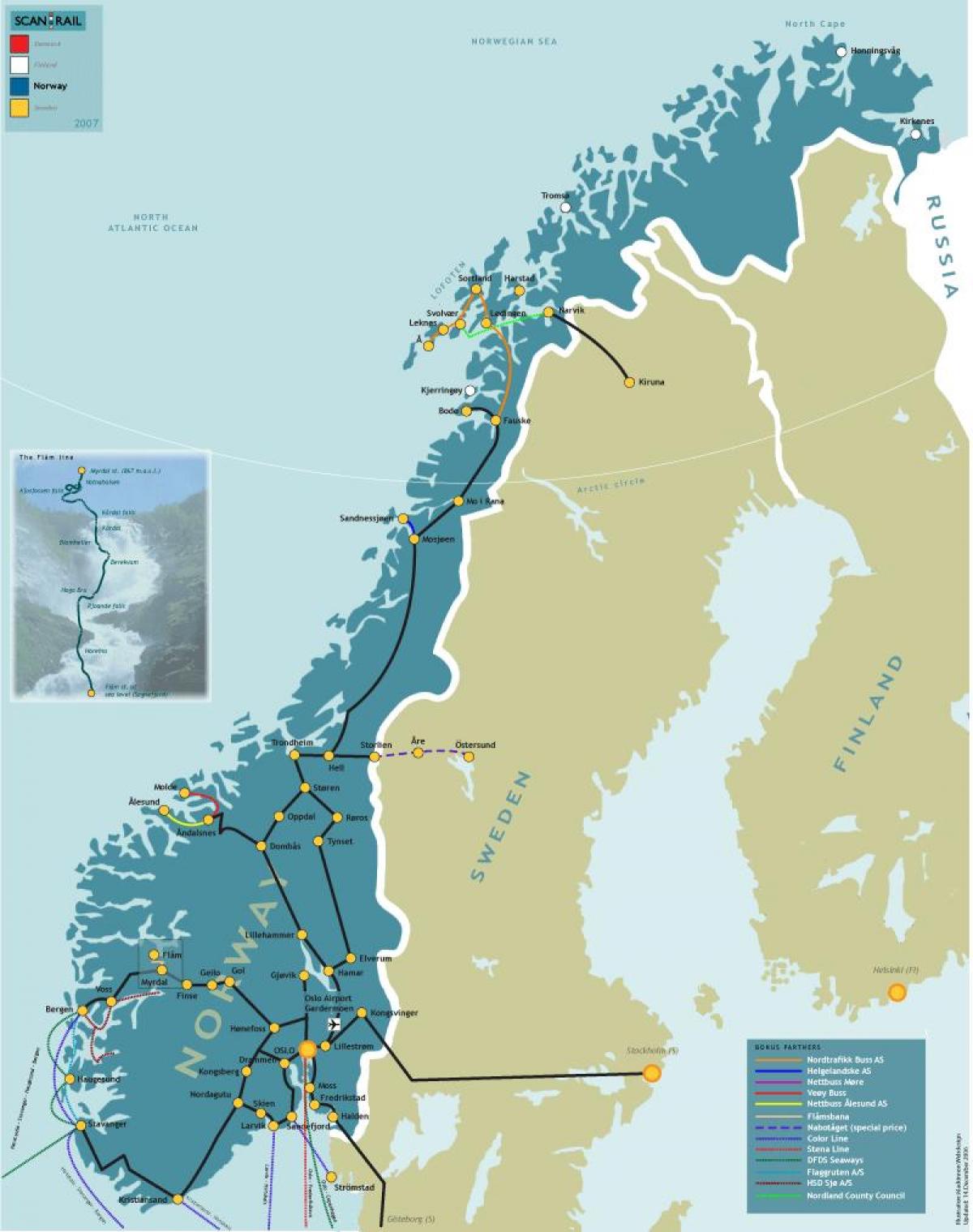 ناروے ریل کا نقشہ