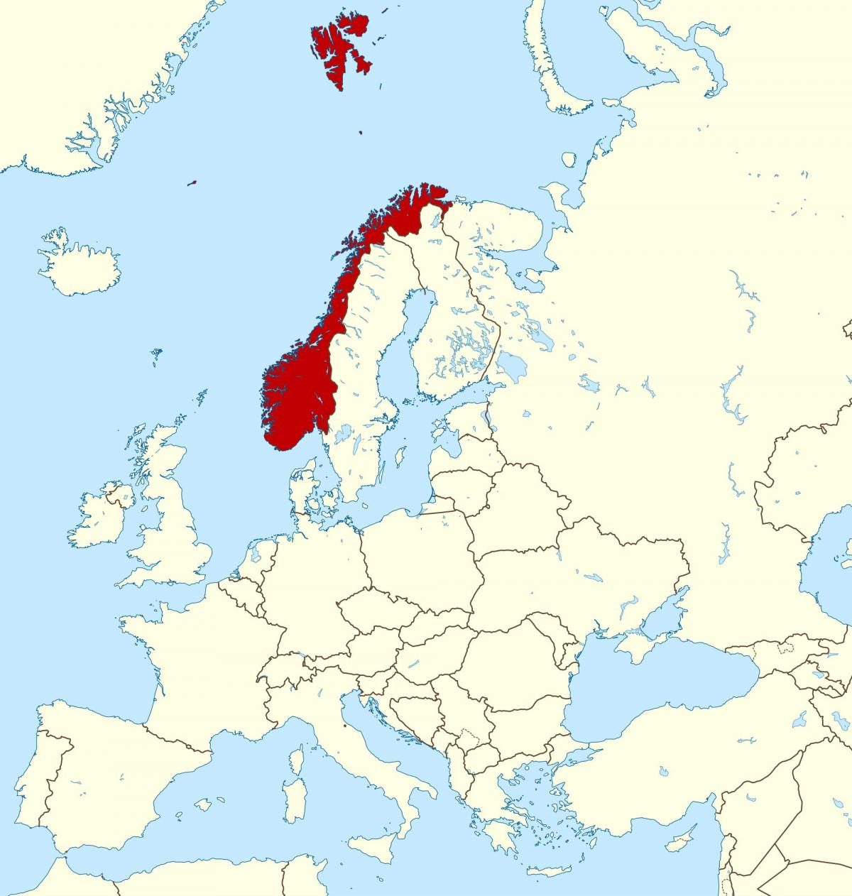 کا نقشہ ناروے اور یورپ